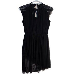 NWT | Elegant Black Lace Sleeve Keyhole Lyrical Dance Dress Cocktail | Medium